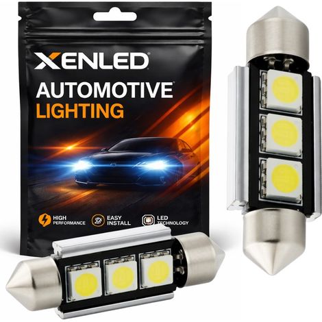 Pack 2 x LED Navette FX Racing C5W / C7W 3 SMD DISSIPATOR CANBUS - Navette 37mm - C5W BLANC 12V (1/5)