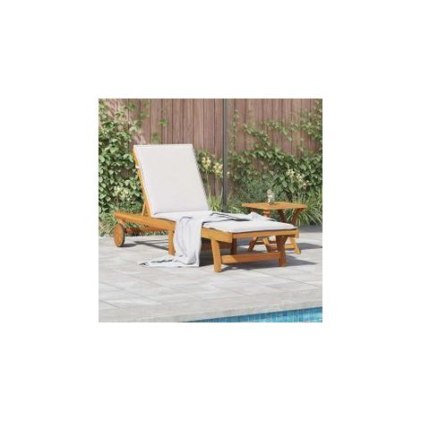 Chaise longue avec table bois massif d'acacia (1/5)