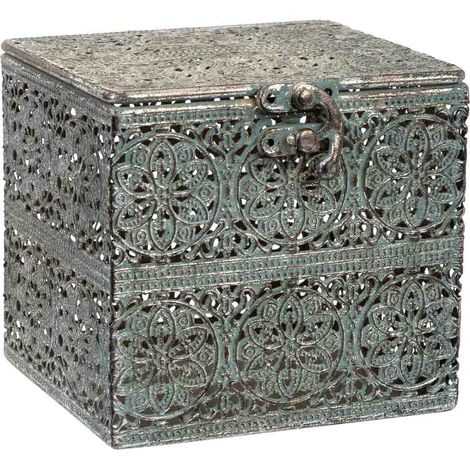 Caja de metal negra 12.5x12.5x11.5h cm