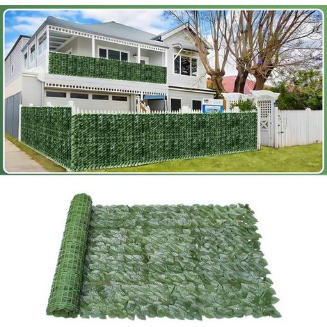 Clôture végétale artificielle verte - haie artificielle d'extérieur - brise-vue - mur végétal artificiel en lierre vert - clôture décorative extérieure - Vert - Plastique - 100 x 100 cm (1/5)
