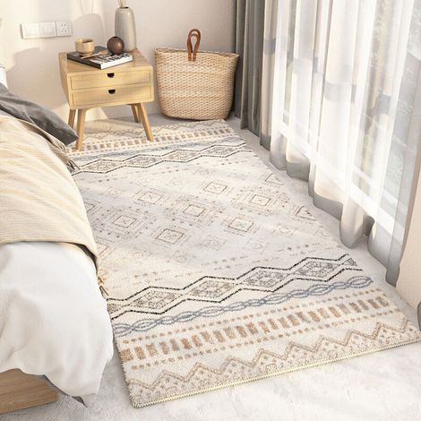 Tapis chevet marocain,Shaggy à Poils Ras Carpette Non Excrétion Fluffy Tapis Moderne Tapis,Durable Antidérapant Tapis de Porte pour Salon Chambre Chambre D'enfant Entrée Déco-d,50160cm (1/4)