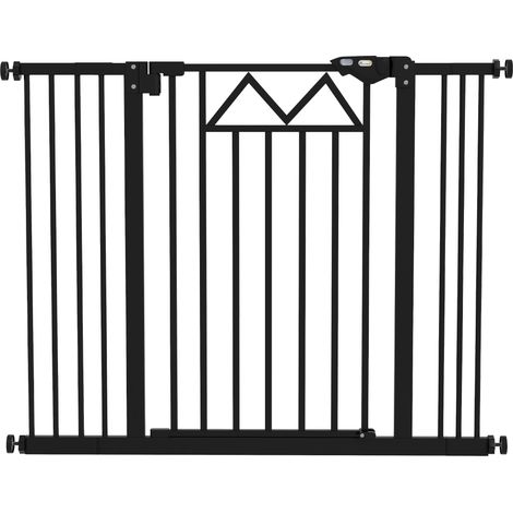 Cancelletto per Cani 74-100x76 cm 4 Viti Regolabili e Nastro Adesivo in Metallo e Plastica Nero