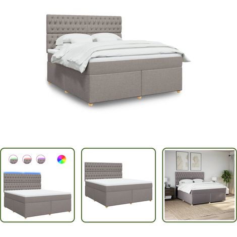 vidaXL LED-Beleuchtung - Boxspringbett mit Matratze Taupe 180x200 cm Stoff (1/5)