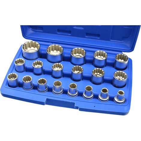 Satz mit 19 zwölfkantigen Steckschlüsseln 8-32 mm (Koffer) (10) (1/5)
