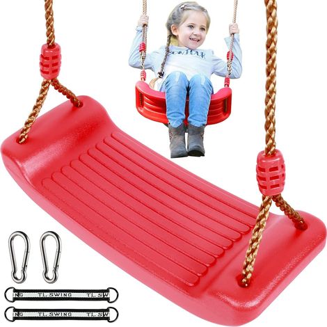 Kaelt - Balançoire d'extérieur pour enfants, balançoire en plastique, siège de balançoire pour enfants avec corde réglable en hauteur et accessoires, balançoire de jardin d'extérieur pour enfants (Rou (1/5)