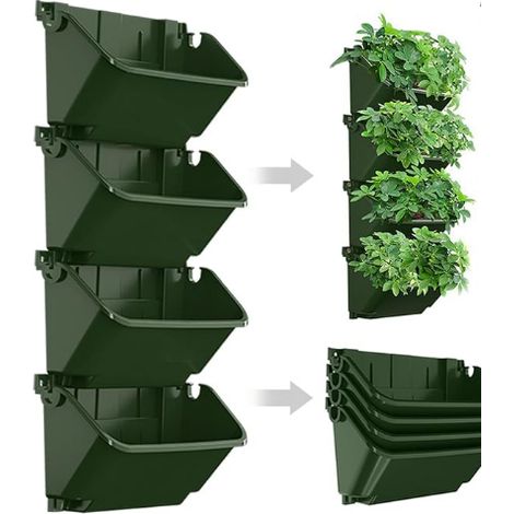 Fioriera verticale da parete, confezione da 4 fioriere da parete autoirriganti per interni con set di 3 attrezzi da giardino, torre per fioriere verticali per fragole, fiori ed erbe aromatiche, 32,8 c