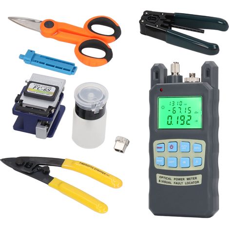 Trousse de raccordement FTTH avec testeur de puissance optique, coupe-fibre et pince à dénuder pour installation (1/5)