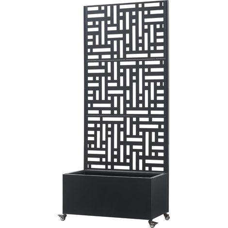 Jardinera/jardinera/mampara de privacidad de acero galvanizado 190 x 82 x 38 cm color negro 030009499 (1/5)