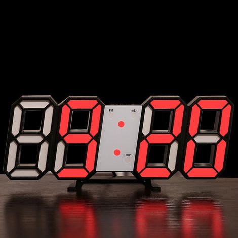 Reloj Despertador Digital LED 3D - Pantalla Horaria y Temperatura - Ajuste Brillo Automático - Función Snooze - Alarma Triple - Para Dormitorio Oficina Hogar - Unidad (1/5)