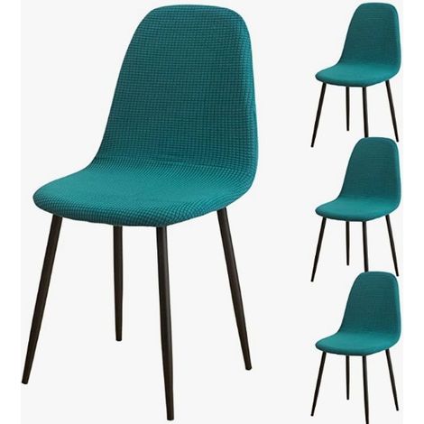 vert Ensemble de 4 housses de siège de chaise de salle à manger en jacquard élasthanne extensible bordeaux (1/4)