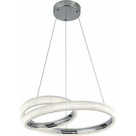 Suspension chrome glamour cristaux LED 36W Ø50 Auxerre
