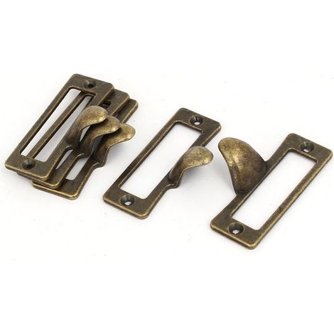 54mm x 33mm 16mm Métal 2 Locher Tag Label Halter Ziehen Griffe Bronze Ton 5 pièces