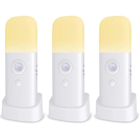 Nachtlicht für Kinder, Bewegungsmelderlampe, Helligkeit einstellbar, tragbar, wiederaufladbar, für Schlafzimmer, Kinderzimmer und Wohnzimmer (3er-Pack)