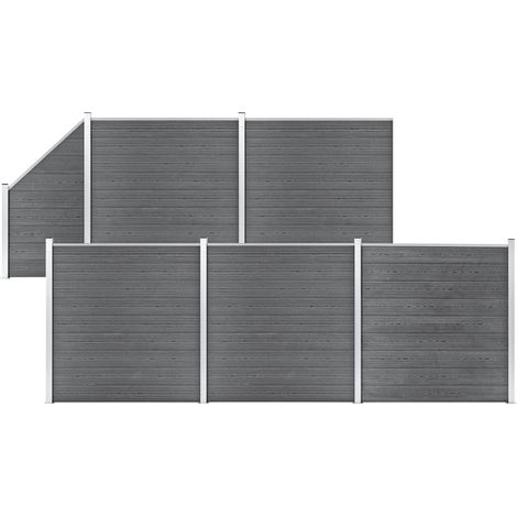 Ensemble de clôture WPC 5 Carré + 1 Incliné 965x186 Gris (1/5)