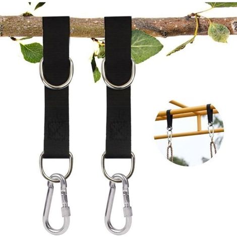 Set of 2 55cm Swing Suspension Straps with Carabiners, Ideal for Swing Seats, Hammocks, and Tarpaulins (1/4)