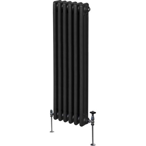 Radiatore Termosifone a 3 Colonne 1500 x 292mm Moderno Centralizzato Nero in Acciaio Inox Verticale a Parete Cucina Soggiorno Bagno Kit di Fissaggio e Spazzola Inclusi (1/5)