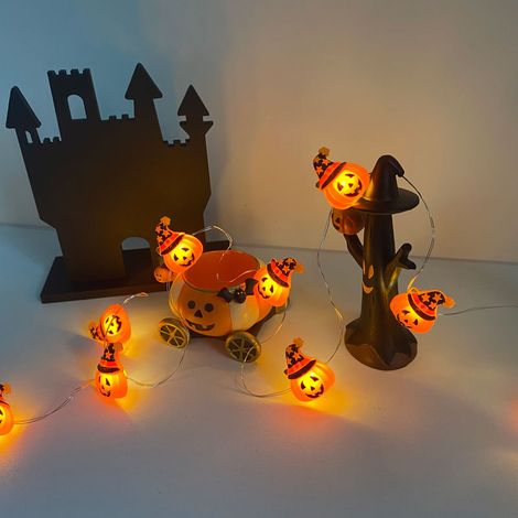 LED-Halloween-Lichterkette 5m 50 LEDs - Kürbis-Dekoration mit Hut, USB-Stromversorgung, gruselige Atmosphäre für Innen- und Außenbereich-lsw
