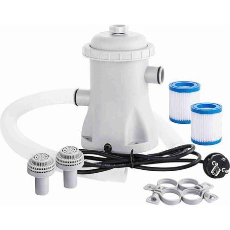 Pompe de filtration pour piscine 330 GPH (125 l/h) - Pompe à eau électrique pour pataugeoire avec 2 cartouches filtrantes - Pompe pour piscine hors sol - Petite pompe de filtration pour piscine (1/5)