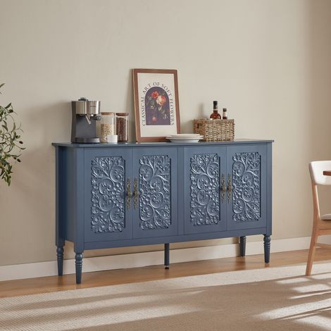 Madia con ante a rilievo 3D, contenitore, 160 x 40 x 89 cm, blu navy DESVIAE (1/5)