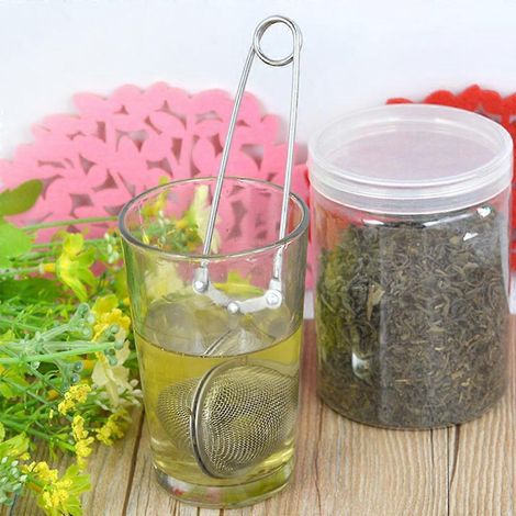 Infuseur à thé en vrac à mailles fines et boule de fermeture sécurisée en acier inoxydable (1/4)