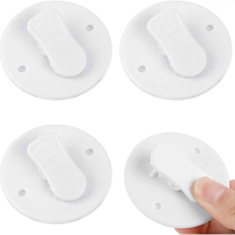 Lot de 4 pinces de rideau de douche, supports anti-éclaboussures transparents et auto-adhésifs, résistants au vent, pour salle de bain et salle d'eau. (1/5)