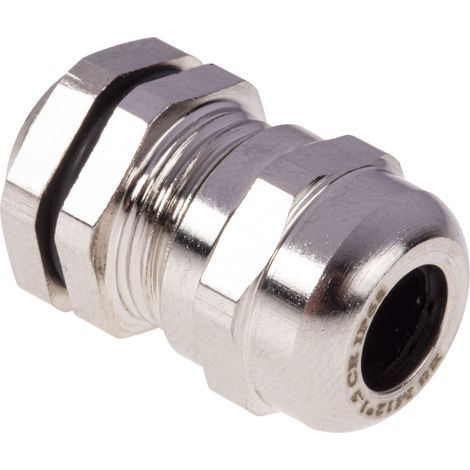 Presse-étoupe M12 en Laiton nickelé pour câble de 3mm à 6.5mm, avec contre-écrous, IP68 ( Prix pour Paquet de 5 ) (1/2)