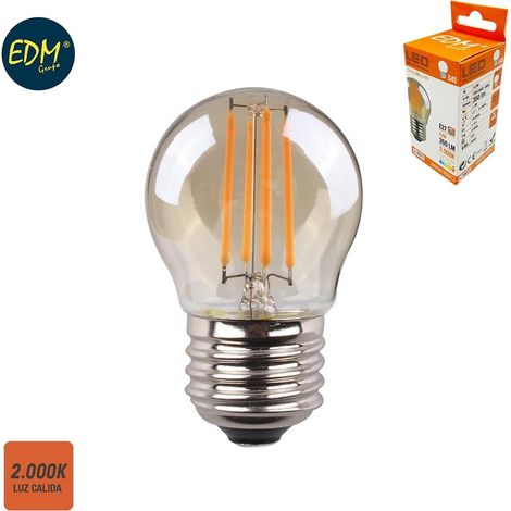 Ampoule Led Vintage E27 Sphérique Filament Led, Rétro, Lumière Chaude - Edm