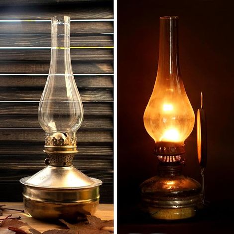 Oil Lamp Lampshade Glass Lampshade Oil Lamp Fireplace Replacement Glass for Vintage Oil Lampen (Base 5cm, Height 24cm) (1/5)