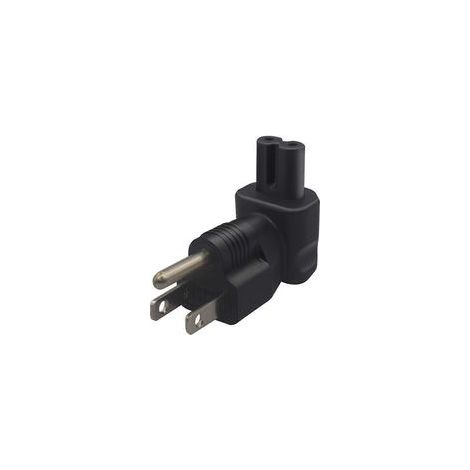 Adaptateur secteur Nema 5-15P vers C7, connecteurs mâle-femelle coudés, boîtier PVC (1/3)