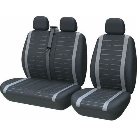 Autositzbezug – Universell passend – Für die meisten LKWs, Transporter und Busse – Vordersitz 1 + 2 (3 Sitze) – Universelle Sitzbezüge – Komplettset – Waschbarer Stoff (1/5)
