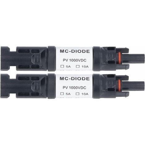 Confezione da 2 connettori fotovoltaici da 1000 V con diodo anti-inversione integrato, impermeabili IP68 per il collegamento di pannelli solari (10 A)