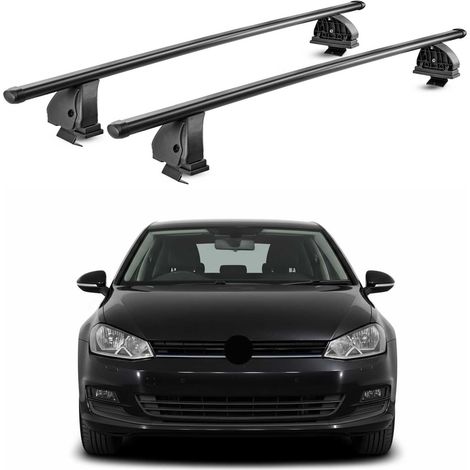 OMAC Stahl Dachträger Querträger VW Golf mk7 Schrägheck Kombi 2012-2020 5Tür – TÜV / DIN 75302:2019 – Abschließbar – Max. 75 kg – 2 Stangen – Schwarz (1/5)