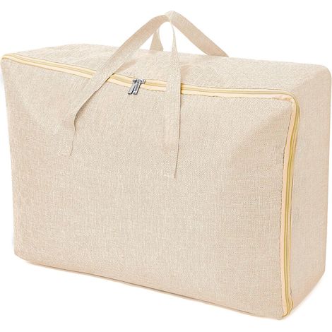 Grand Sac de Rangement 105L, Rangement Sous Lit Pliable Closet Organizer Sac de Rangement pour Couette Imperméable avec Poignées Renforcées pour Édredons Couvertures Oreillers Vestes Beige (1/5)