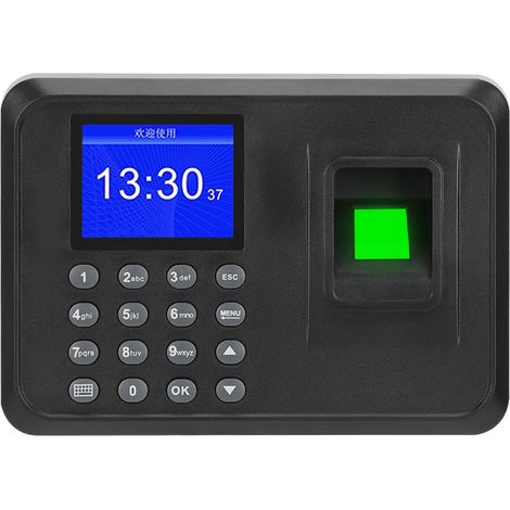 Pointeuse biométrique avec écran 2,4 pouces, lecteur d'empreintes digitales et mot de passe, 110-240 VEU (1/5)