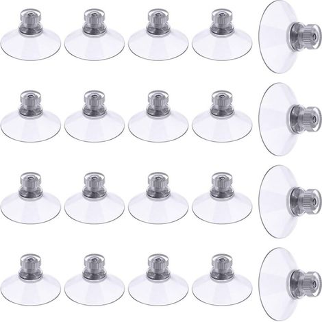 Ventouse a visser, 20 Pièces 40mm Ventouses Transparentes avec Filetage, Extra Fortes PVC Plastique Suspension Rideau Isolant Ventouse pour Camping Car, Fenêtre, Salle de Bain, Van
