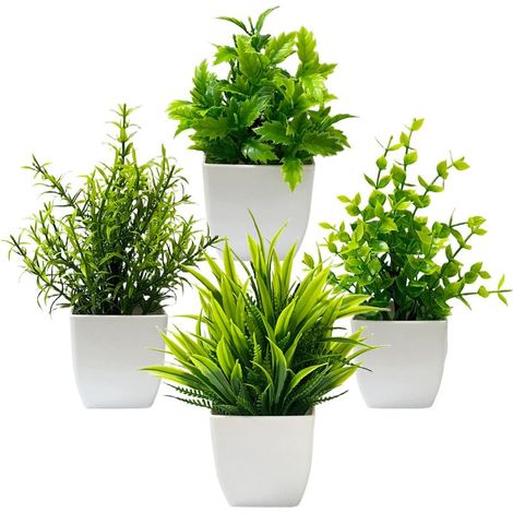 4 Plantes Artificielles Miniatures – Décoration Intérieure Maison Bureau Chambre Salle de Bain (1/5)
