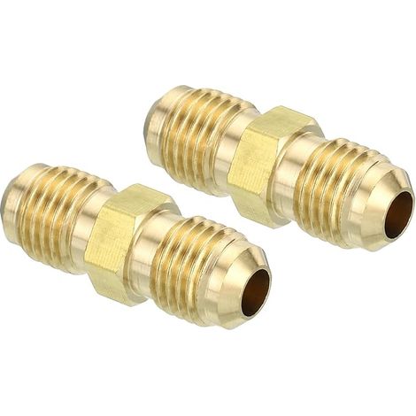 1/4" x 1/4" Mâle Flare Laiton Compression Tube Raccord 2 Pcs (1/5)