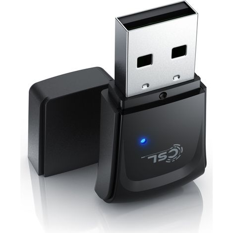 CSL WLAN 300 Mbit/s USB Stick Adapter - WiFi Adapter - Verschlüsselung WEP WPA WPA2 - 2,4 Ghz 2T2R - Verstärkung 18 dBm - für Windows 7 - 11 (1/5)