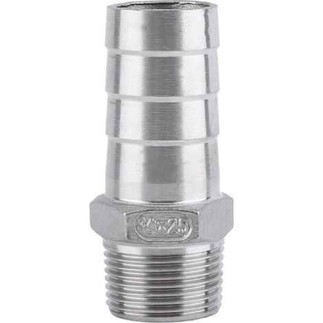 Raccord de tuyau, adaptateur, raccord fileté mâle en acier inoxydable SS304, raccord BSP, tuyau cannelé, connecteurs de pièces (3/4'' x 25 mm)