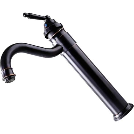 Mitigeur de lavabo, laiton, noir, pour vasque et sanitaires (1/5)