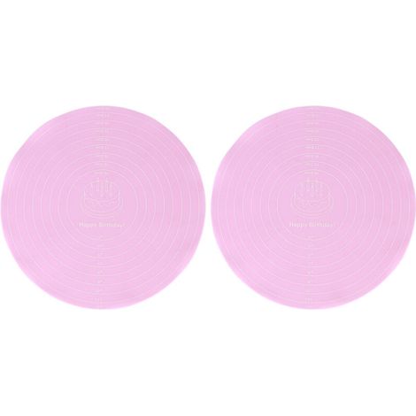 2PCS NonStick Round Silicone Dough Rolling Mat Baking Pastry Pad Sheet Liner for Cake Turntable Stand (1/5)