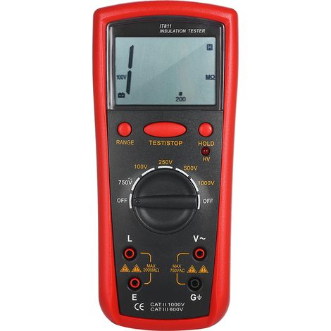 Mégohmmètre Numérique Portable Ohmmètre Tester d'Isolement 0.1MΩ-2000MΩ Autorange Haute Précision Écran LCD Instrument de Mesure d'Isolement (1/2)