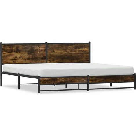 Maison Exclusive - Metallbett ohne Matratze Räuchereiche 200x200