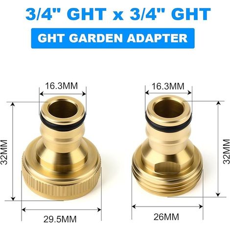 4-teiliges 3/4" GHT Messing-Schnellkupplungsset mit Außen- und Innengewinde für Gartenschläuche, einfach zu verbindende Wasserschlauchverschraubung mit Klebeband und Gummibändern (1/5)