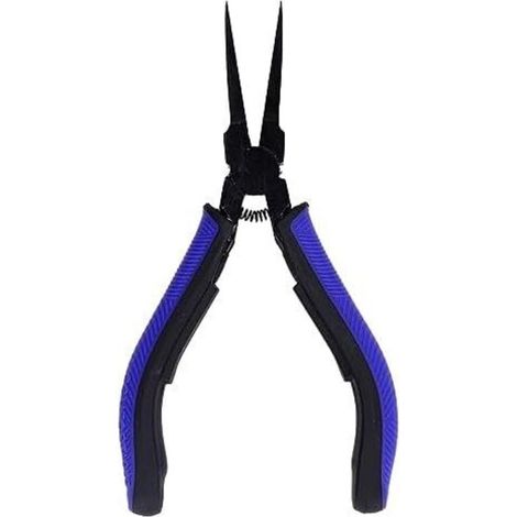 Long reach flat-nose and tapered pliers for jewelry making – carbon steel jaws, ergonomic TPR handles – pack of 1
