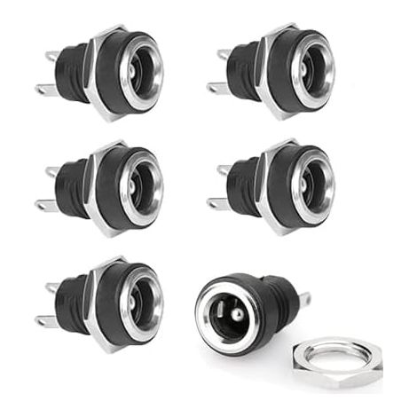 Lot de 6 connecteurs DC femelle 5,5 x 2,1 mm 2 broches DC Power Jack femelle DC encastrable (1/5)
