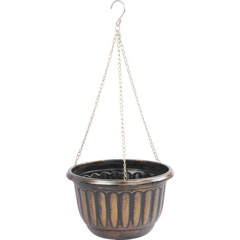 Blumentopf Strend Pro, hängend, zum Aufhängen, golden, 24,5x15 cm, mit Kette und Aufhänger