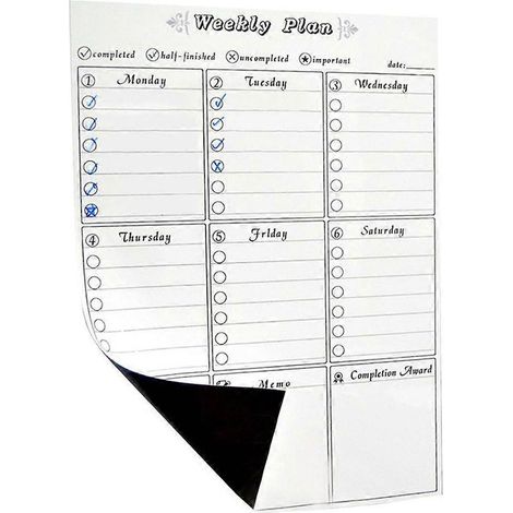 Agenda magnétique hebdomadaire, autocollants pour réfrigérateur, tableau blanc effaçable à sec, gestionnaire de listes de tâches (1/2)