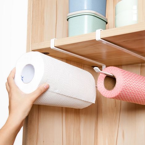 Support Pour Essuie-Tout Sous Placard - Support Métallique Pour Rouleau D'Essuie-Tout - Fixation Sans Perçage - 26 x 10,8 cm - 1 Pièce (1/5)