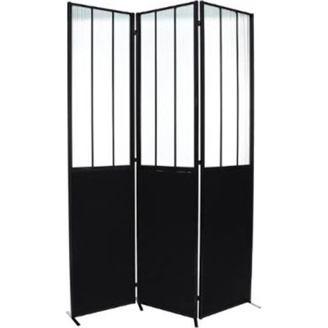 Atmosphera – Paravent en verre trempé noir 121x170cm – Élégant effet verrière – Montage facile – Pour espaces modernes (1/3)